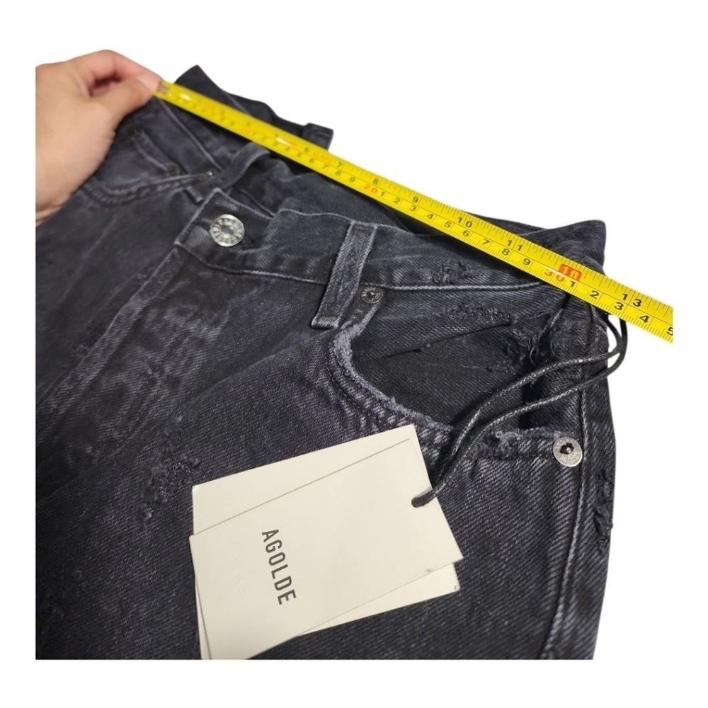 Agolde Criss Cross Straight Jeans Womens 24 Black Distressed Ripped Edgy Denim - Picture 4 of 12